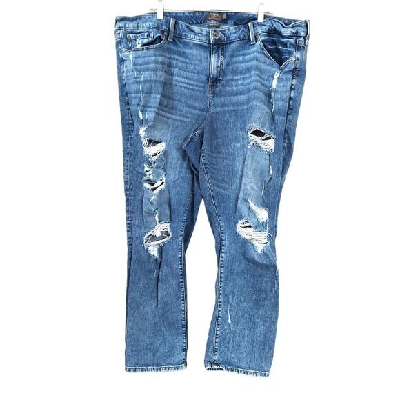 Torrid Women's Plus Size Boyfriend Straight Leg Vintage Stretch Destroyed Jeans - Picture 2 of 6